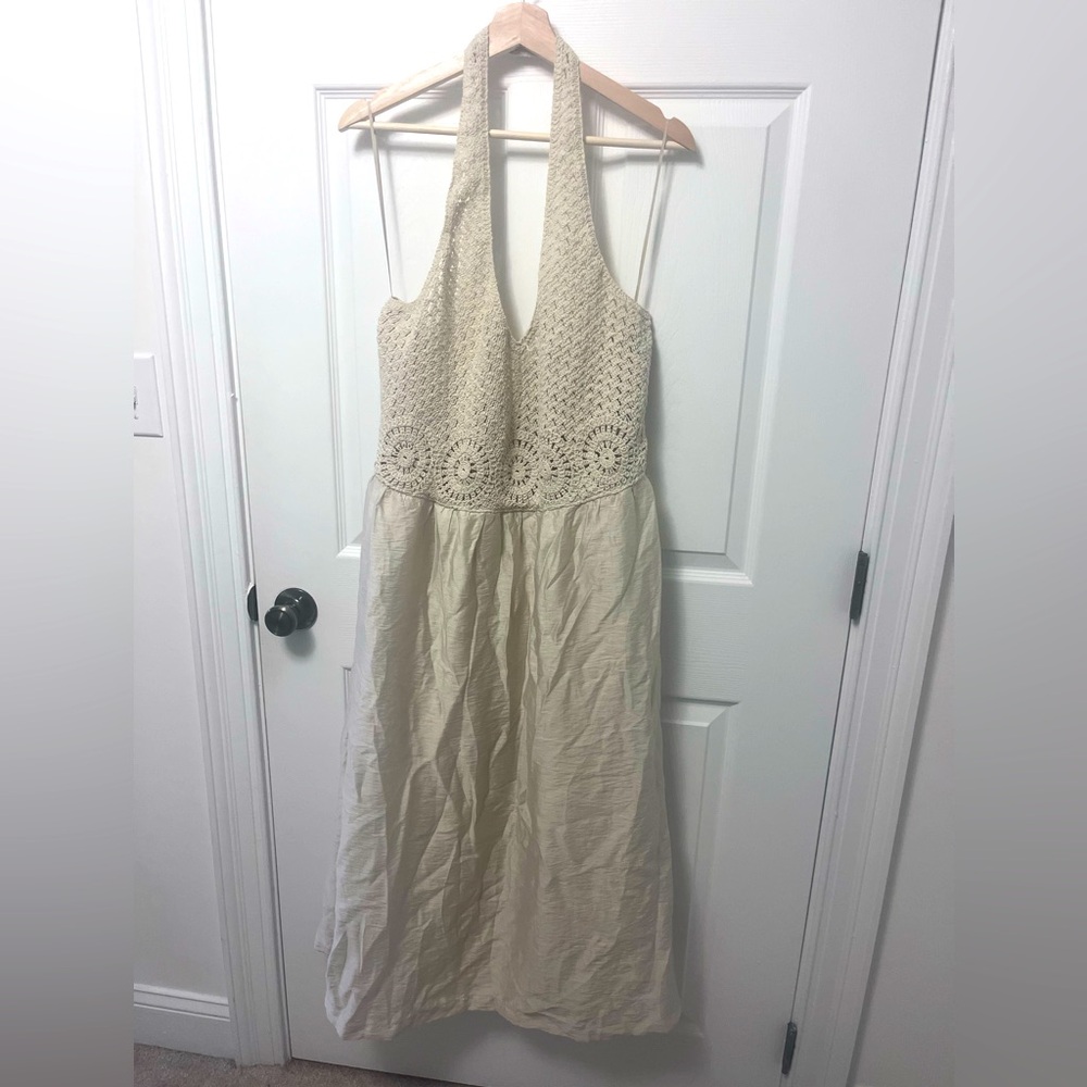 LOFT Petite Crochet Halter Midi Dress - Picture 15 of 16